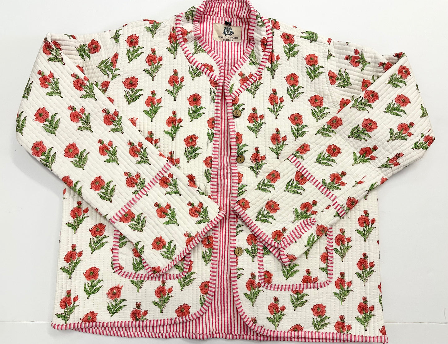 Magnolia Rose’ | Quilted Block Print Jacket