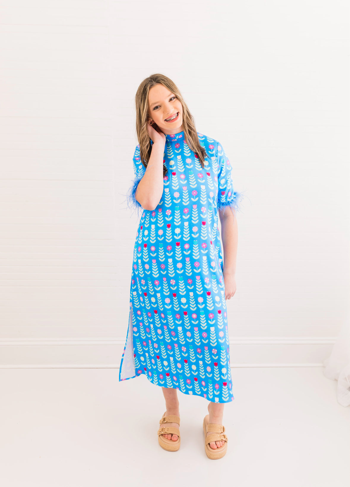 Grace Luxe Feather Caftan Dress
