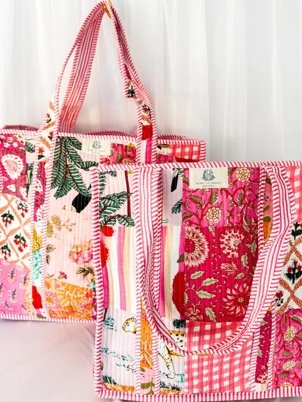 Pink City | Large Quilted Tote Bag