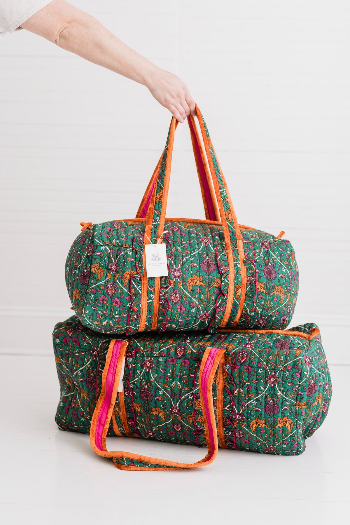 Hearthwood Vine Luxe | Quilted Large Duffle