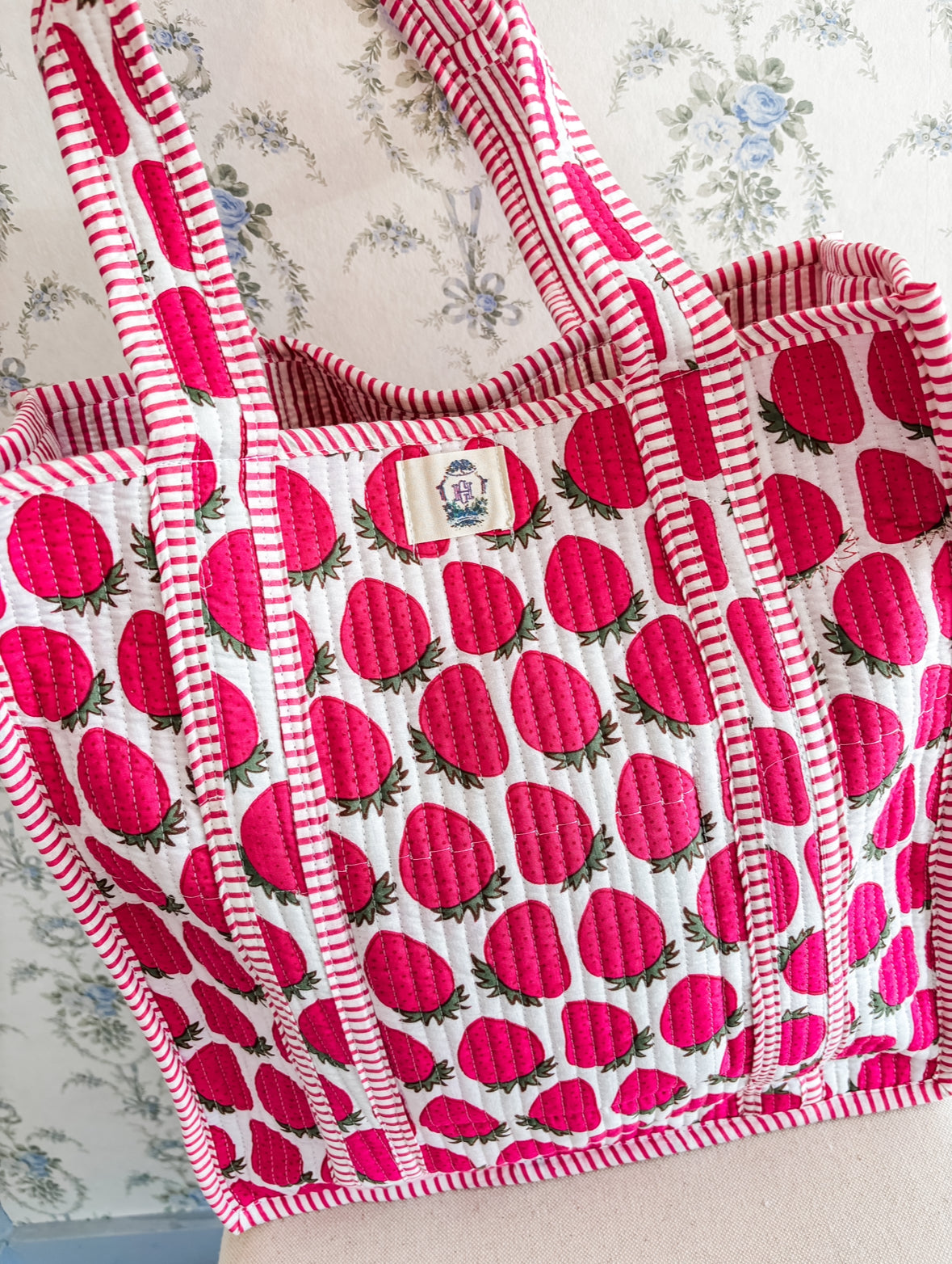 Sassy Strawberry | Regular Quilted Tote