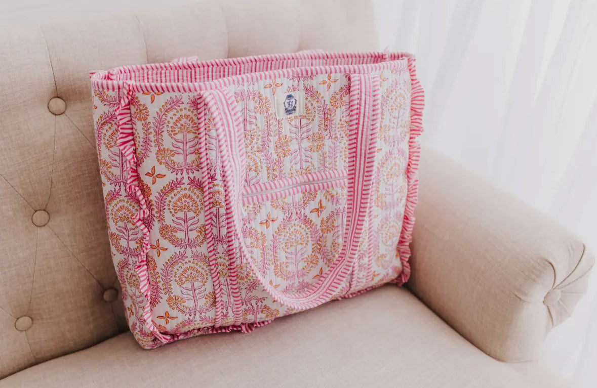 Dahlia | Large Quilted Ruffle Tote Bag