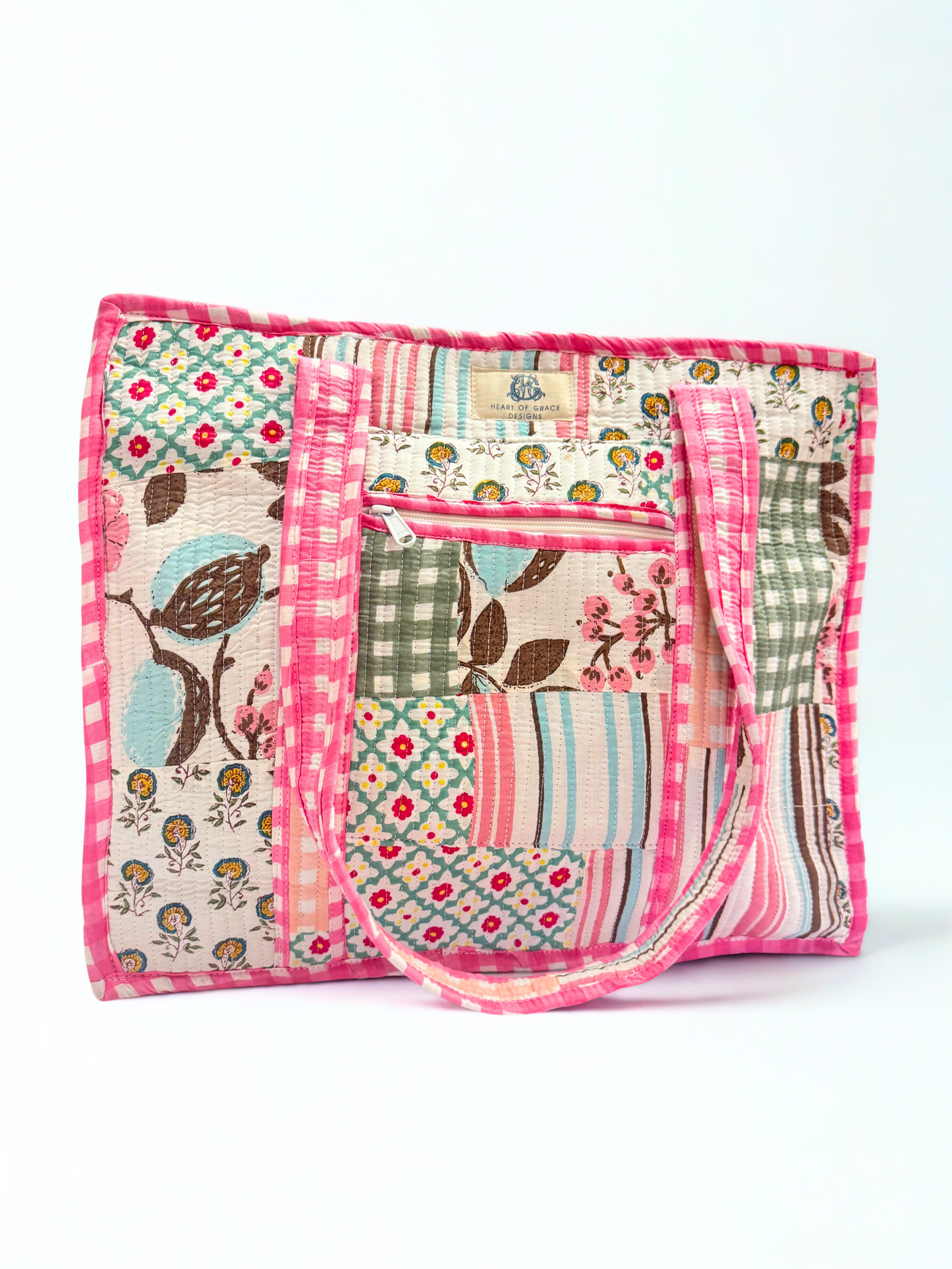 Rose Chapelle | Large Quilted Zipper Tote Bag