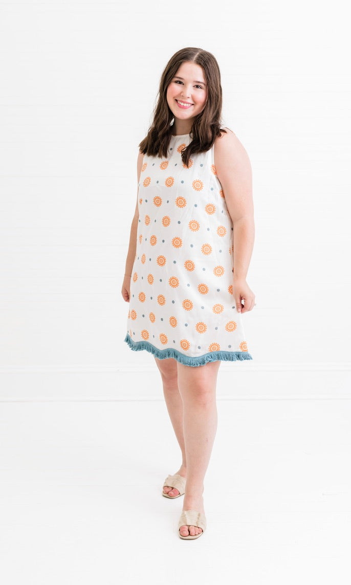 Orange + Grey | Mini Shift Dress