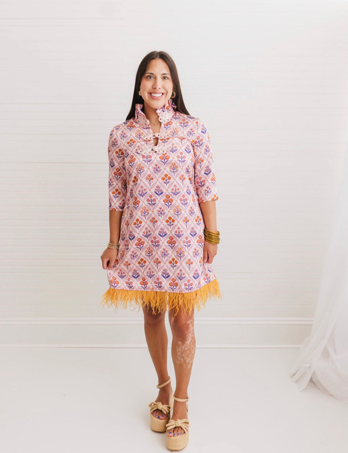 Goldenhour | Grace Luxe Feather Mini Caftan