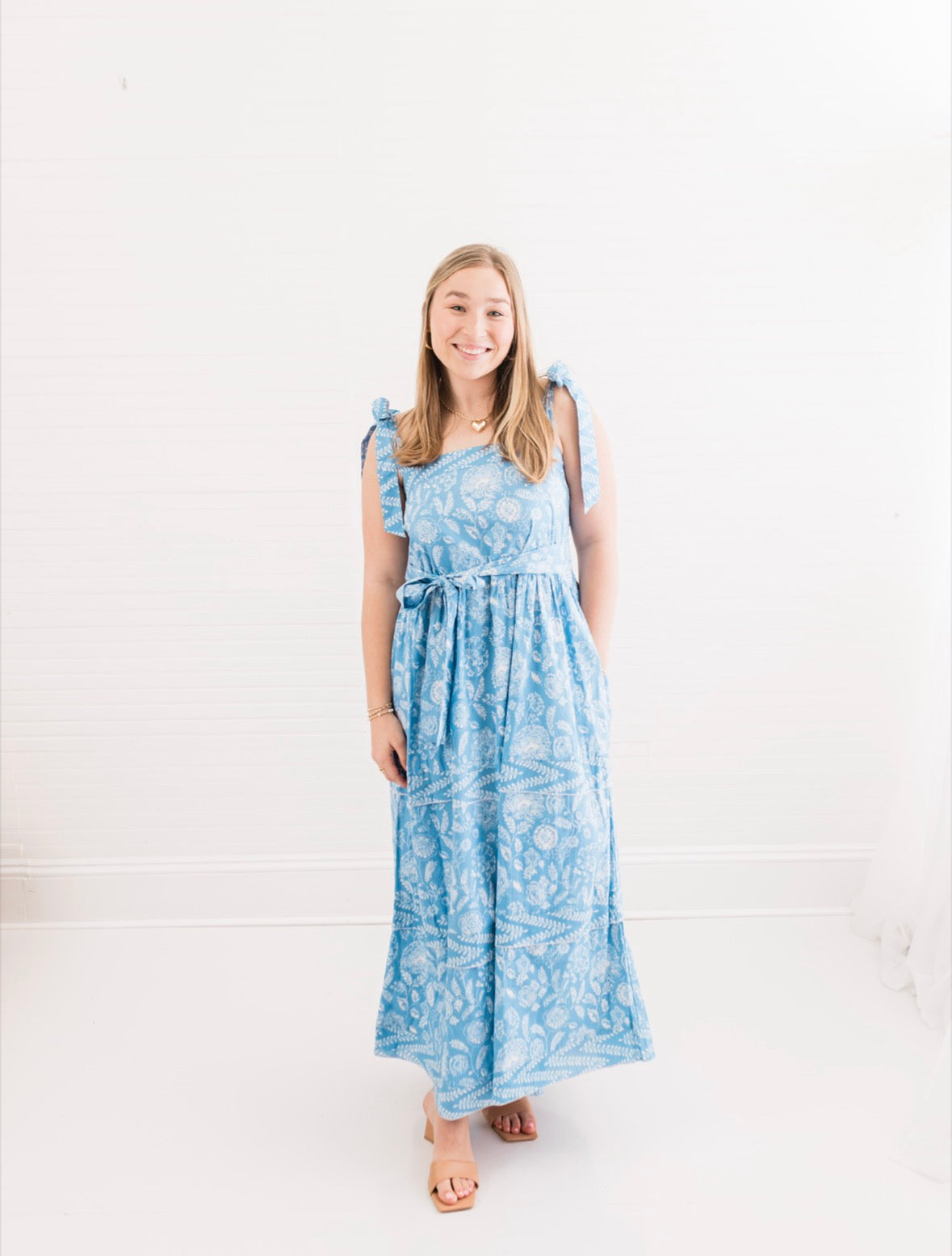 Santorini Blues | Bow Maxi Dress