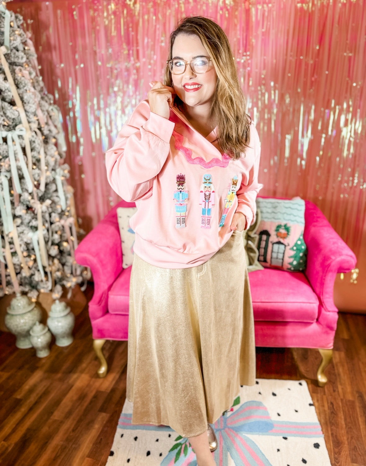 Pink Nutcracker Sequin Pullover