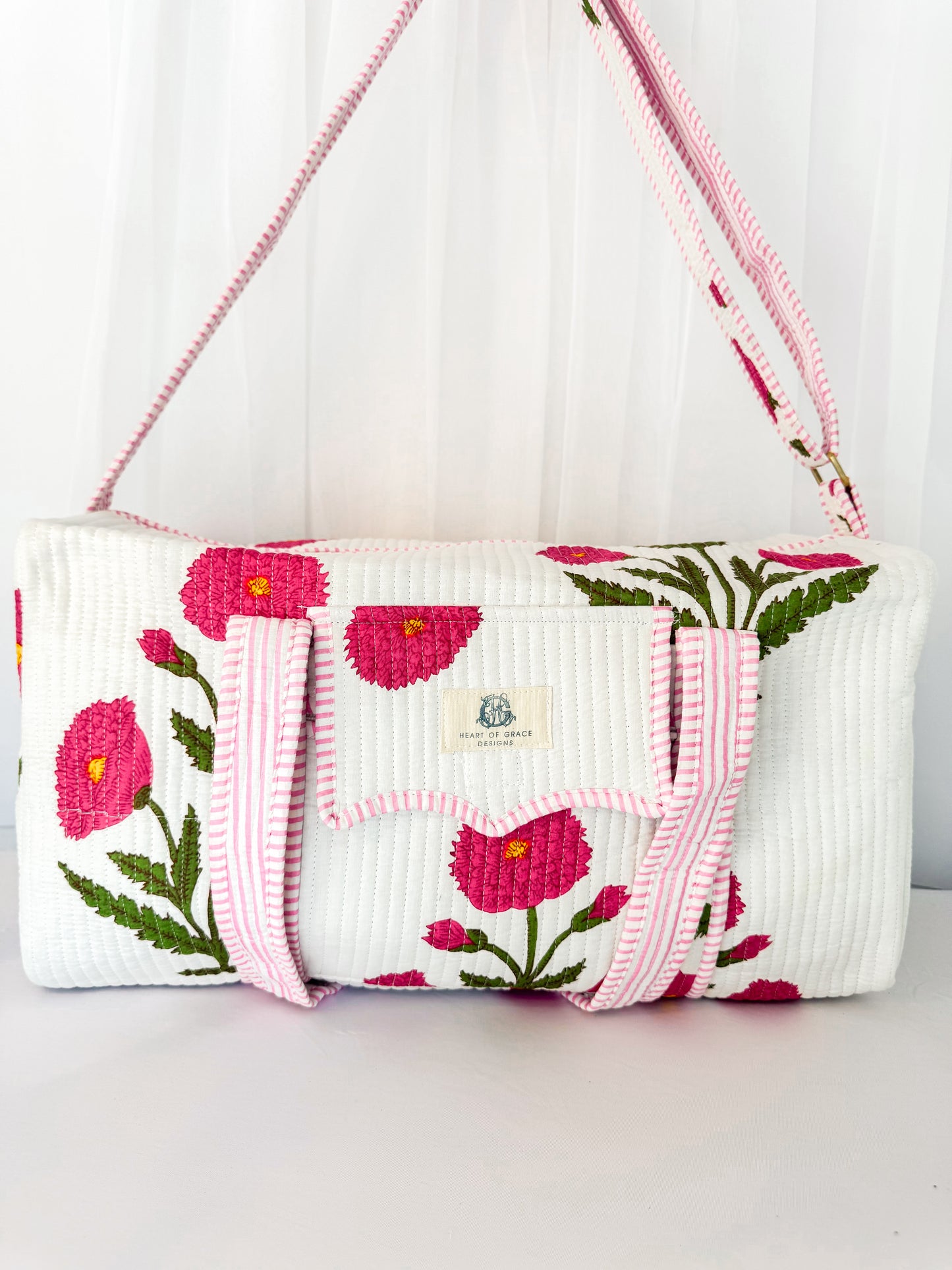 Pink Mughal | Large Quilted Duffel Bag