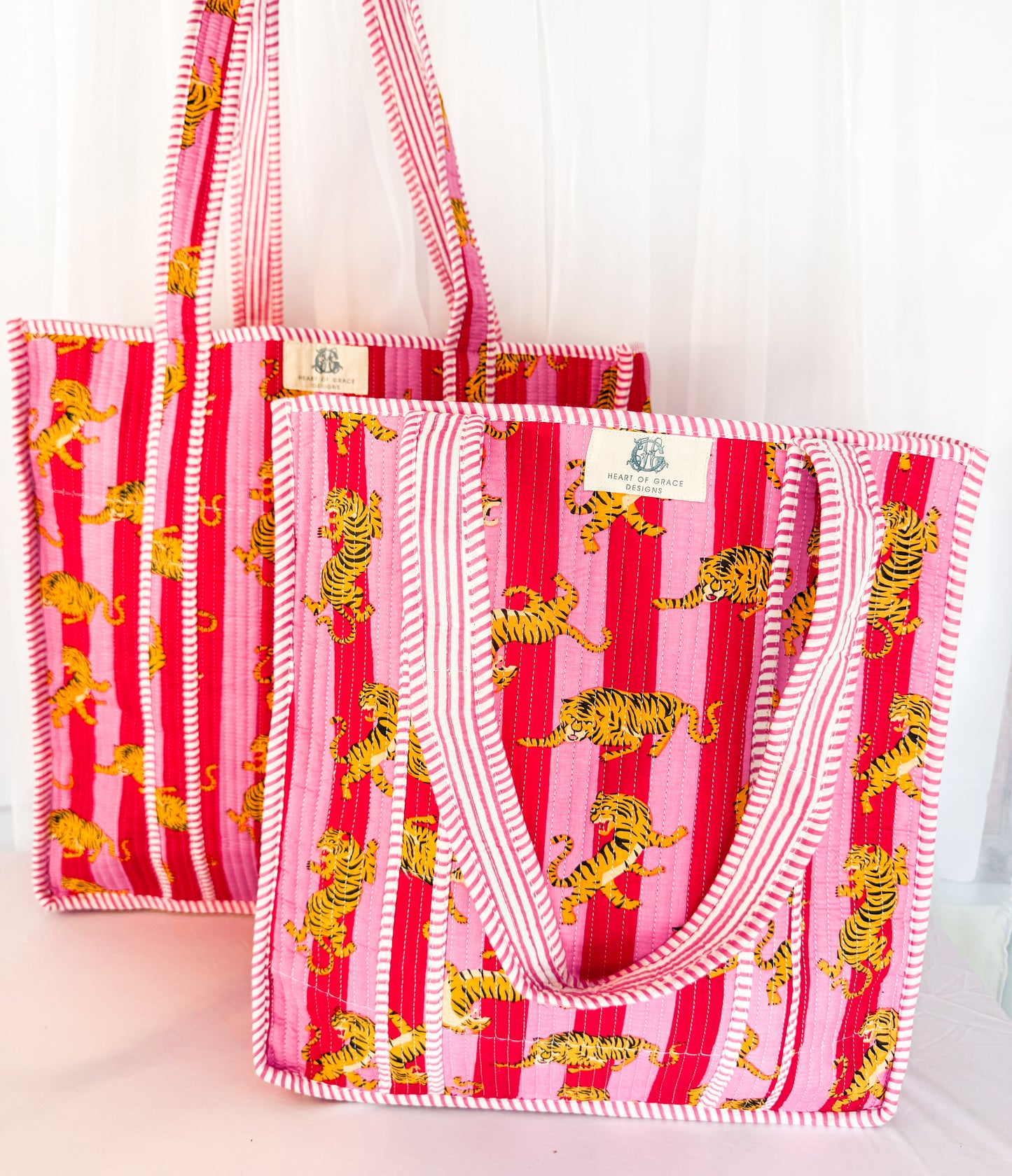 Pink Tiger Lily Regular Quilted Tote