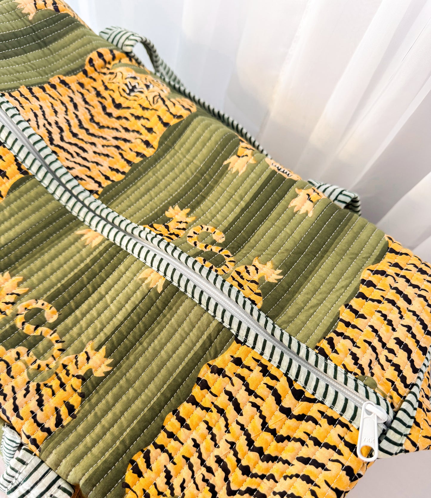 Sage Scalloped Eye of the Tiger Duffel Bag