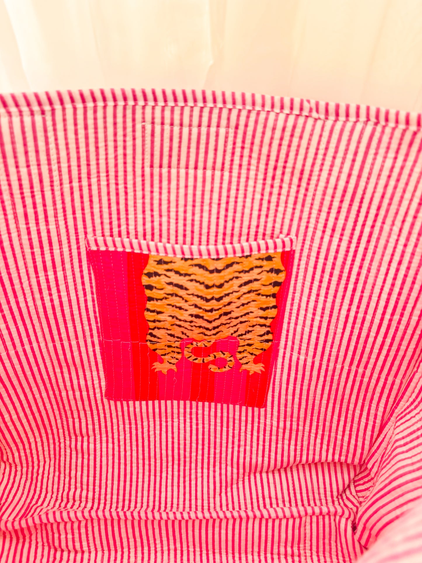 Pink Eye of the Tiger Quilted Tote