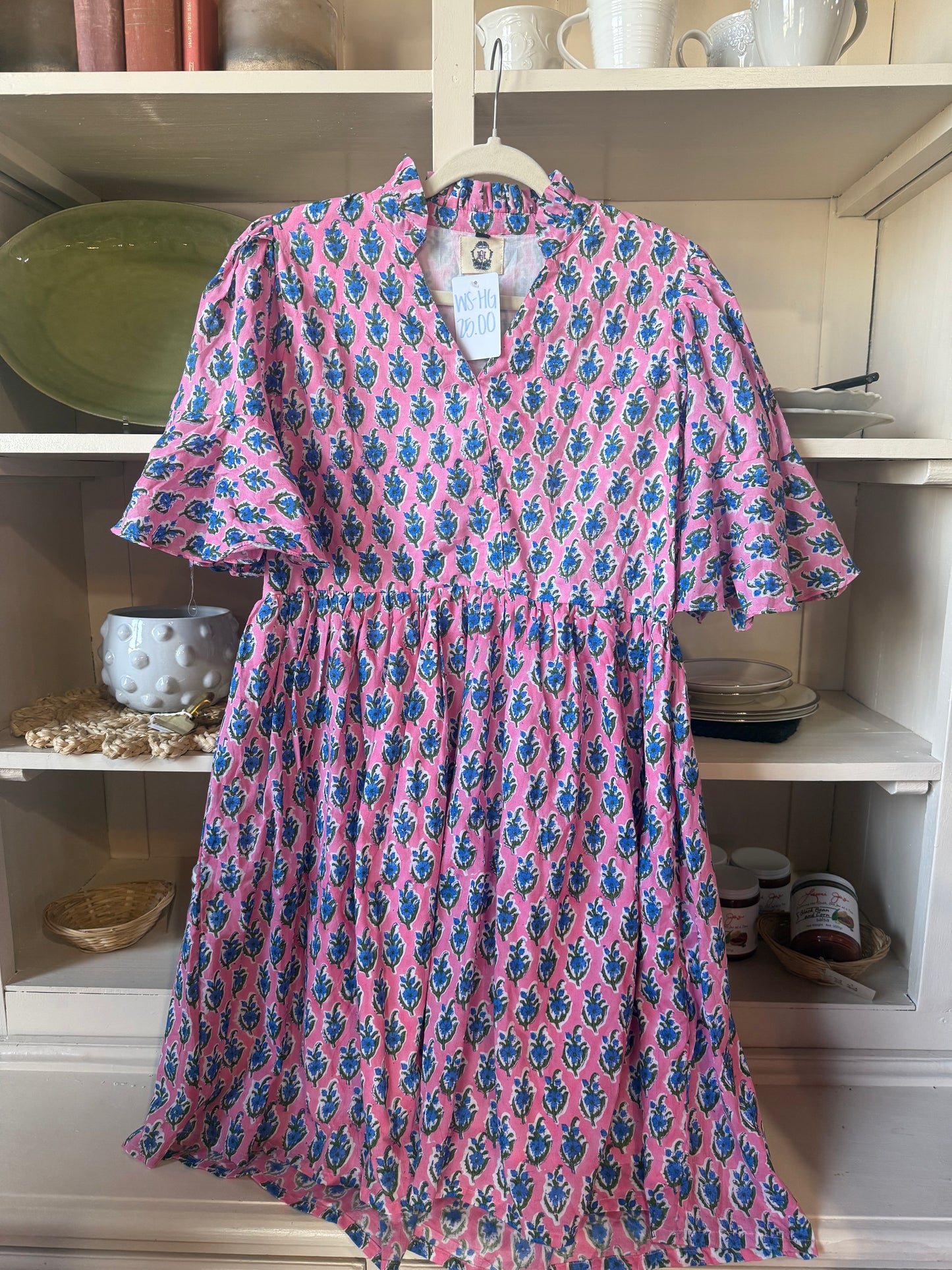 Blue Blossom Puff Sleeve Mini Dress