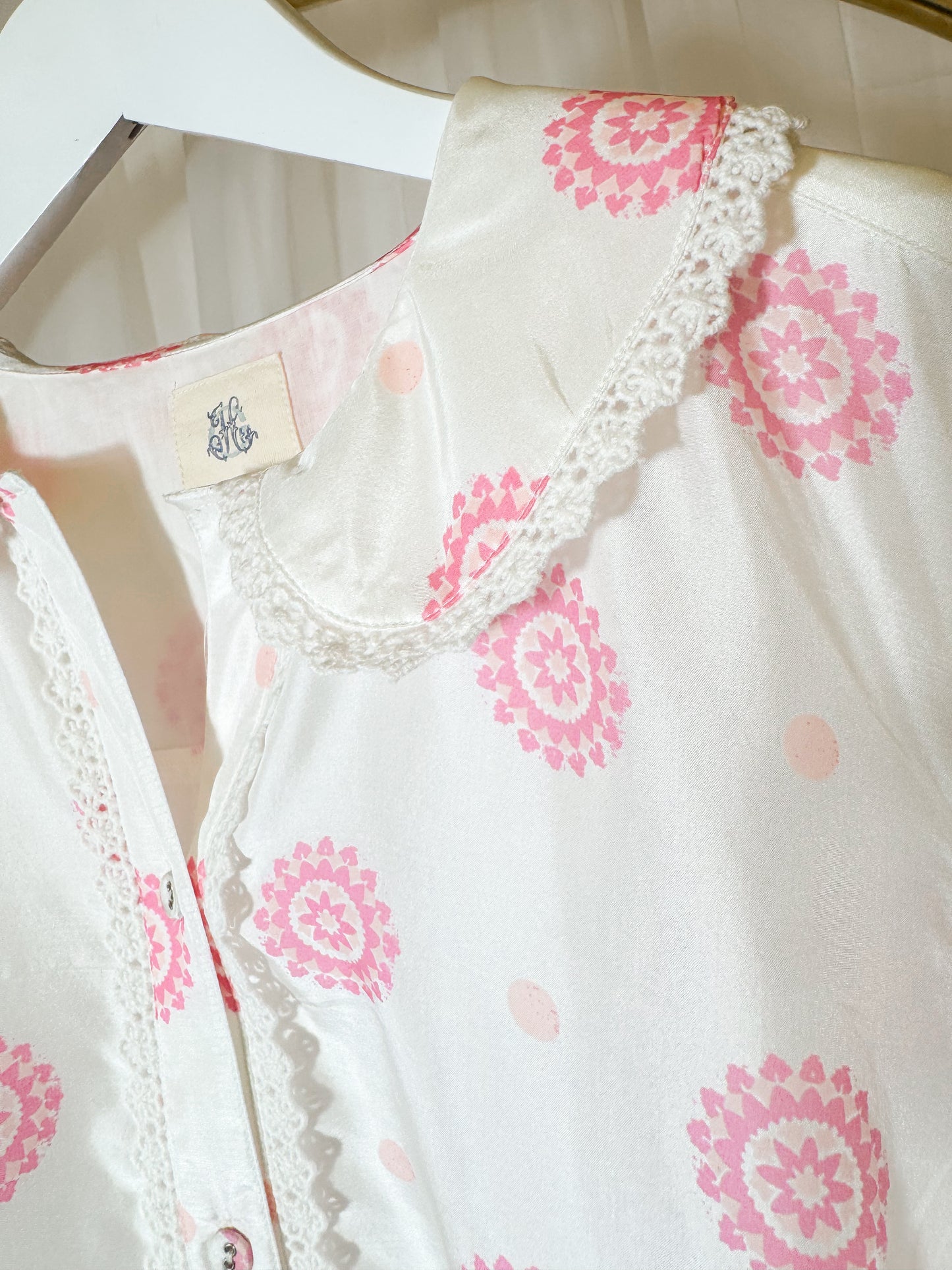 Rosette Satin Embroidered Top