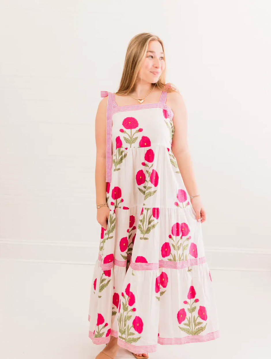 Pink Mughal Bow Maxi Dress