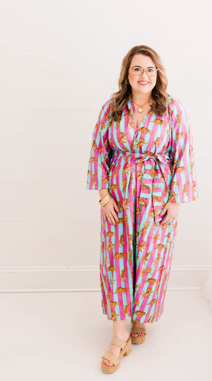 Aqua Tiger Caftan Dress
