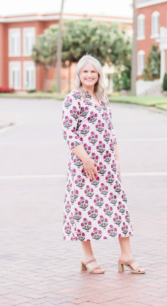 Pink Bloom Caftan Dress