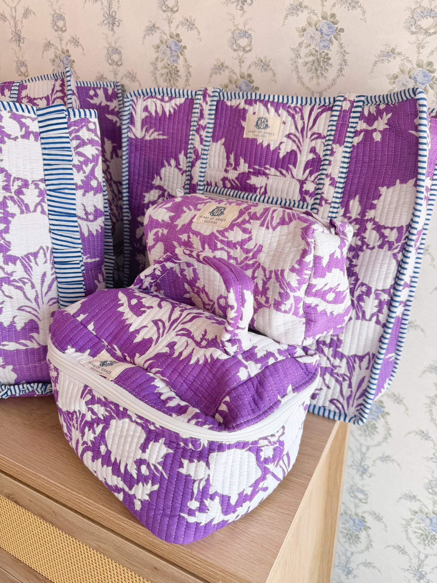 Lilac Blossoms | Large Quilted Tote Bag