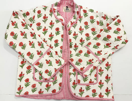 Magnolia Rose’ | Quilted Block Print Jacket