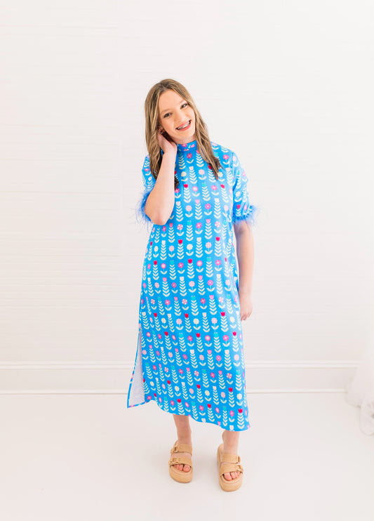 Grace Luxe Feather Caftan Dress
