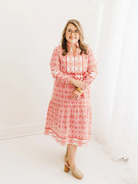 Cotton Poplin | Block Print Maxi Dress | Clementine Court