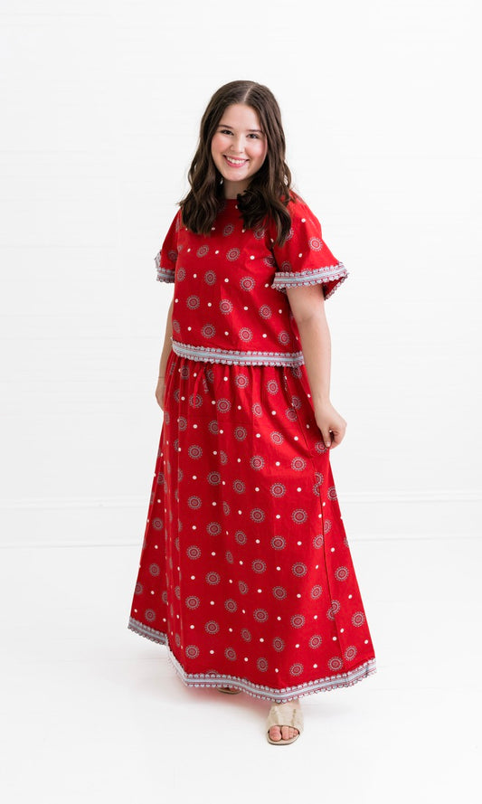 Crimson + Grey | Skirt Set