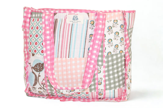 Rose Chapelle | Large Quilted Ruffle Tote Bag