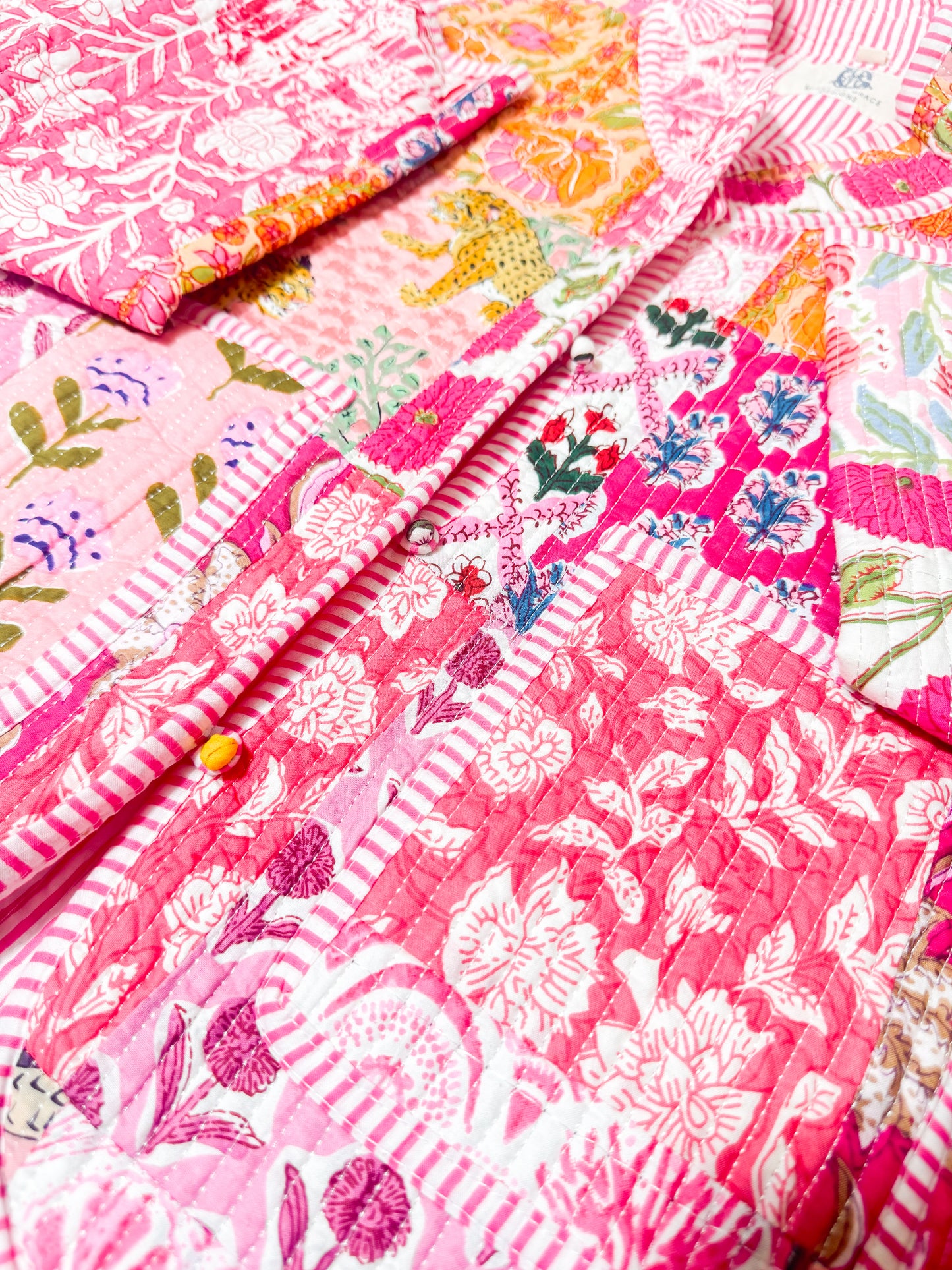 Pink City | Quilted Block Print Jacket