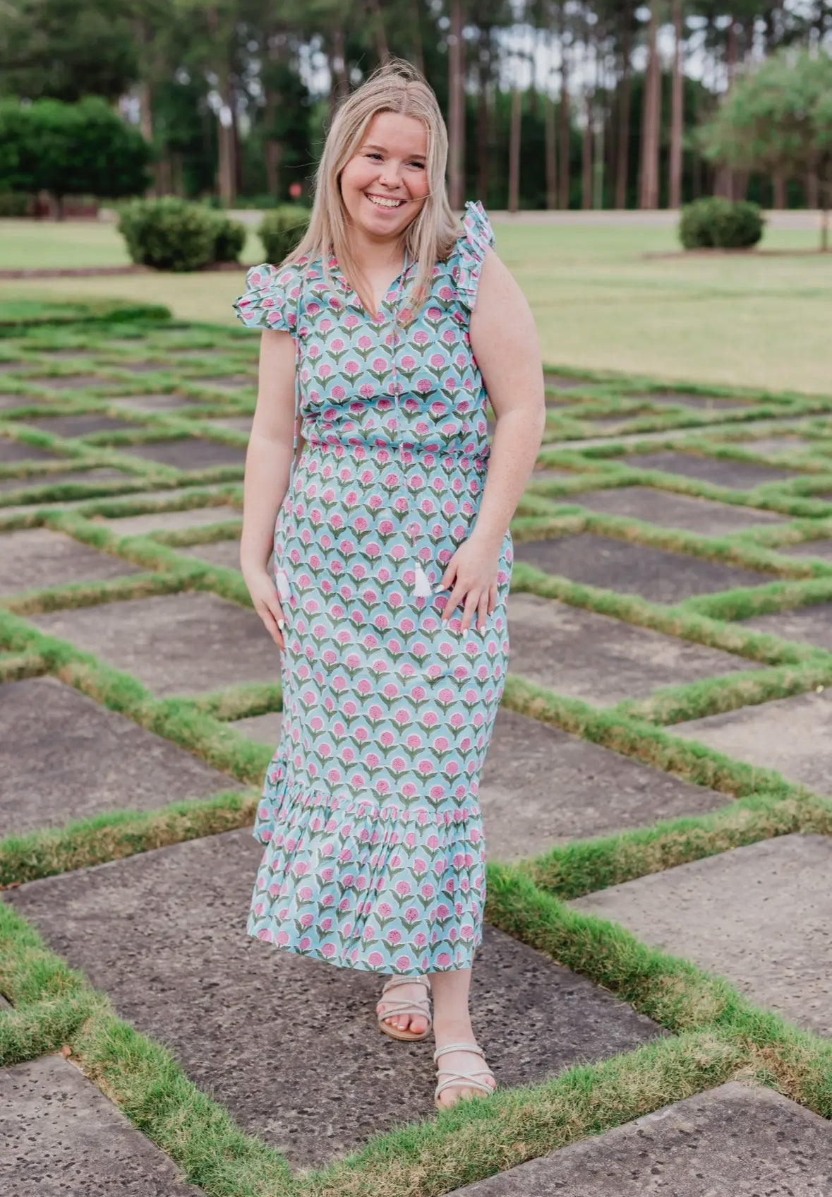 Rosebud Ruffle Maxi Dress