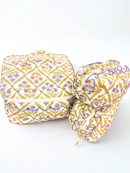Celeste Mosaic Luxe | Quilted Cosmetic Set