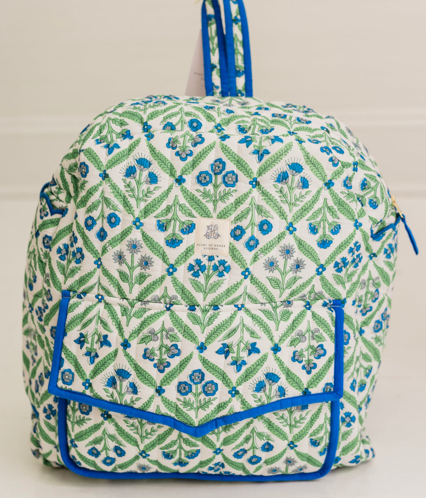 Jardin Bleu Luxe | Quilted Backpack