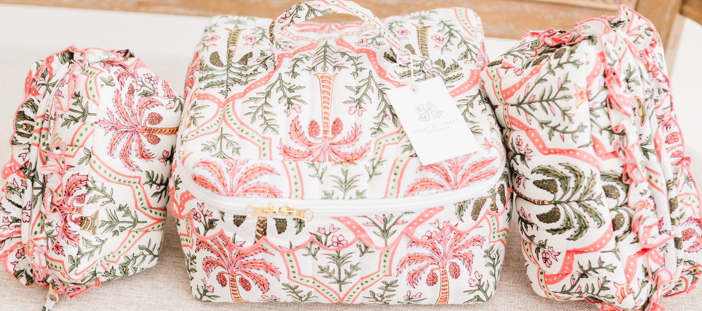 Palma Rosa Luxe | Quilted Cosmetic Set