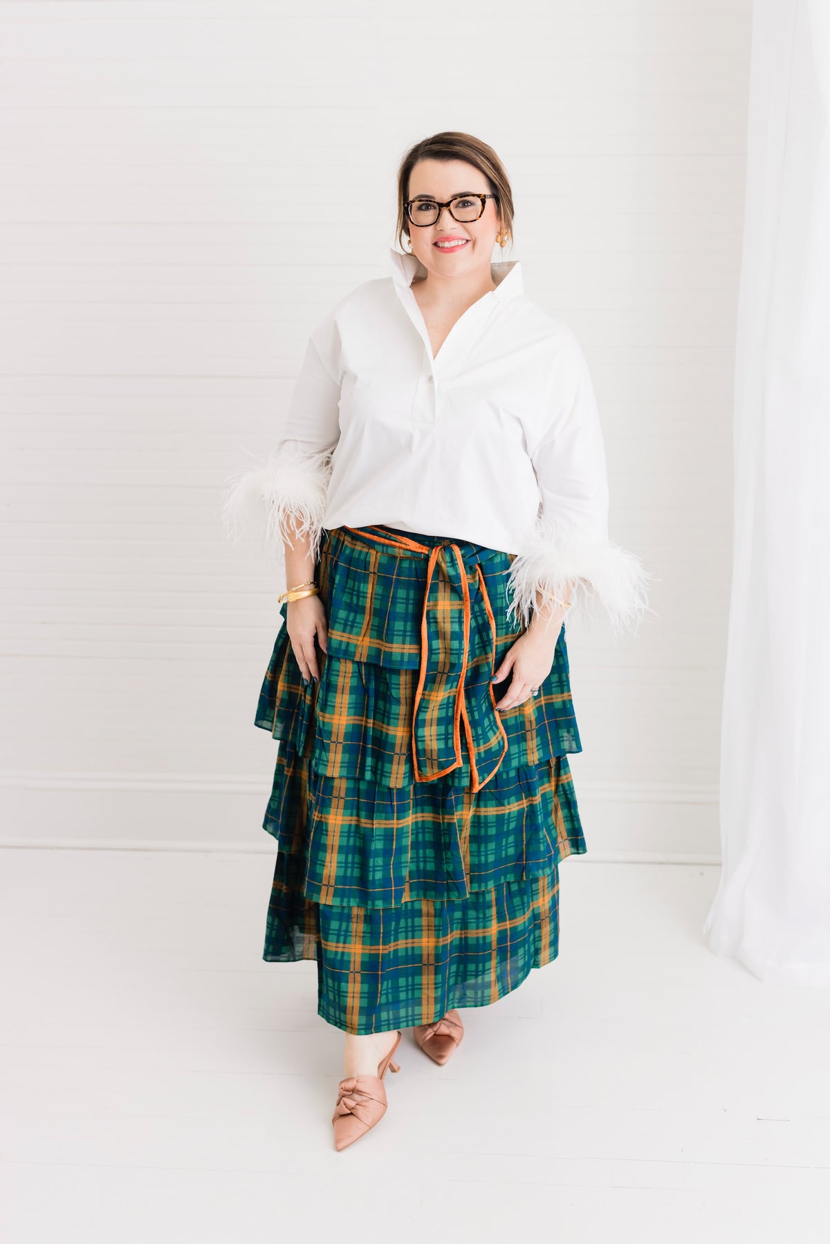 Estate Tartan | Noel Vine Ruffle Cascade Maxi Skirt