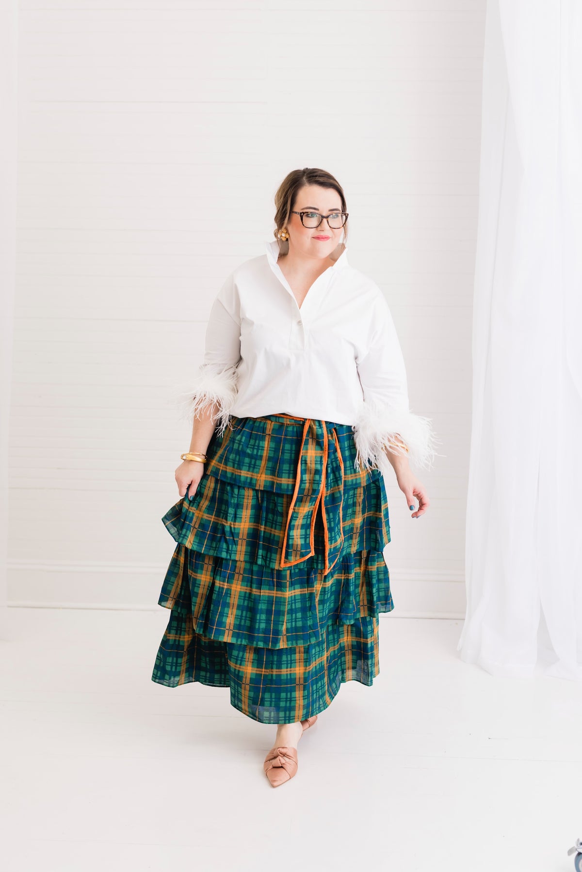 Estate Tartan | Noel Vine Ruffle Cascade Maxi Skirt