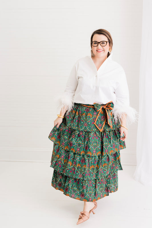 Hearthwood Vine | Ruffle Cascade Maxi Skirt