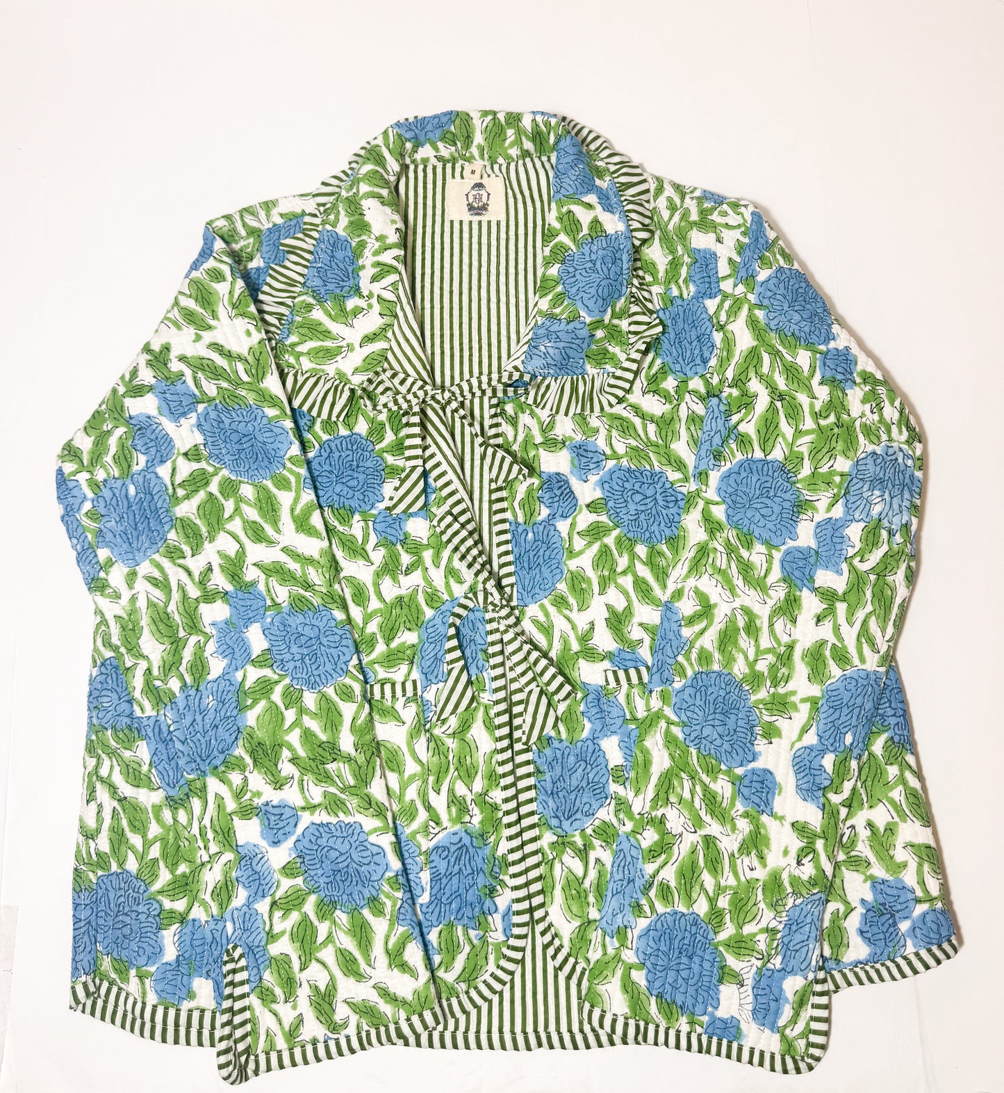 Charleston | Quilted Block Print Ruffle Bow Jacket