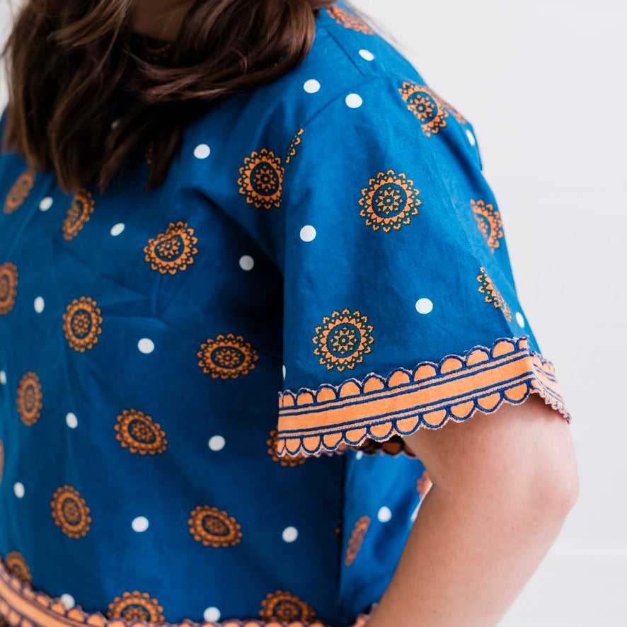 Navy + Orange | Skirt Set