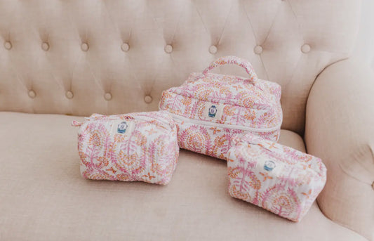 Dahlia | Quilted Large Handled Cosmetic Bag