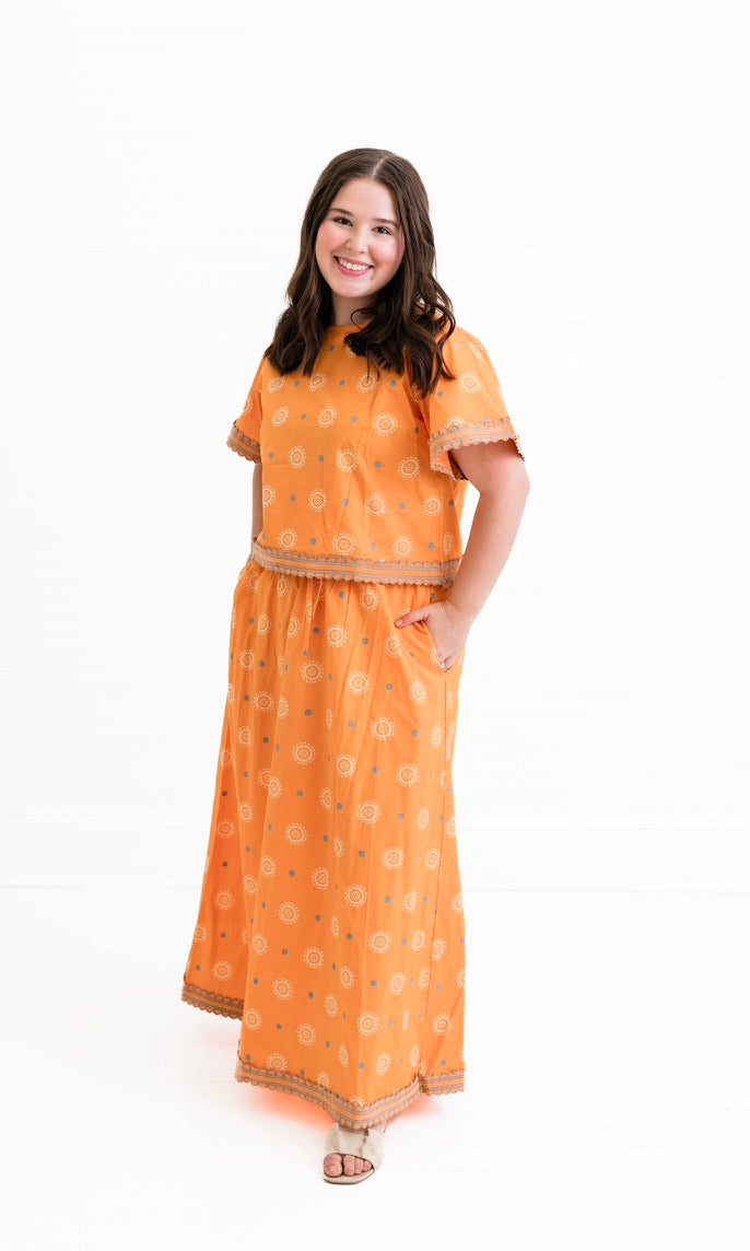 Orange + Grey | Skirt Set