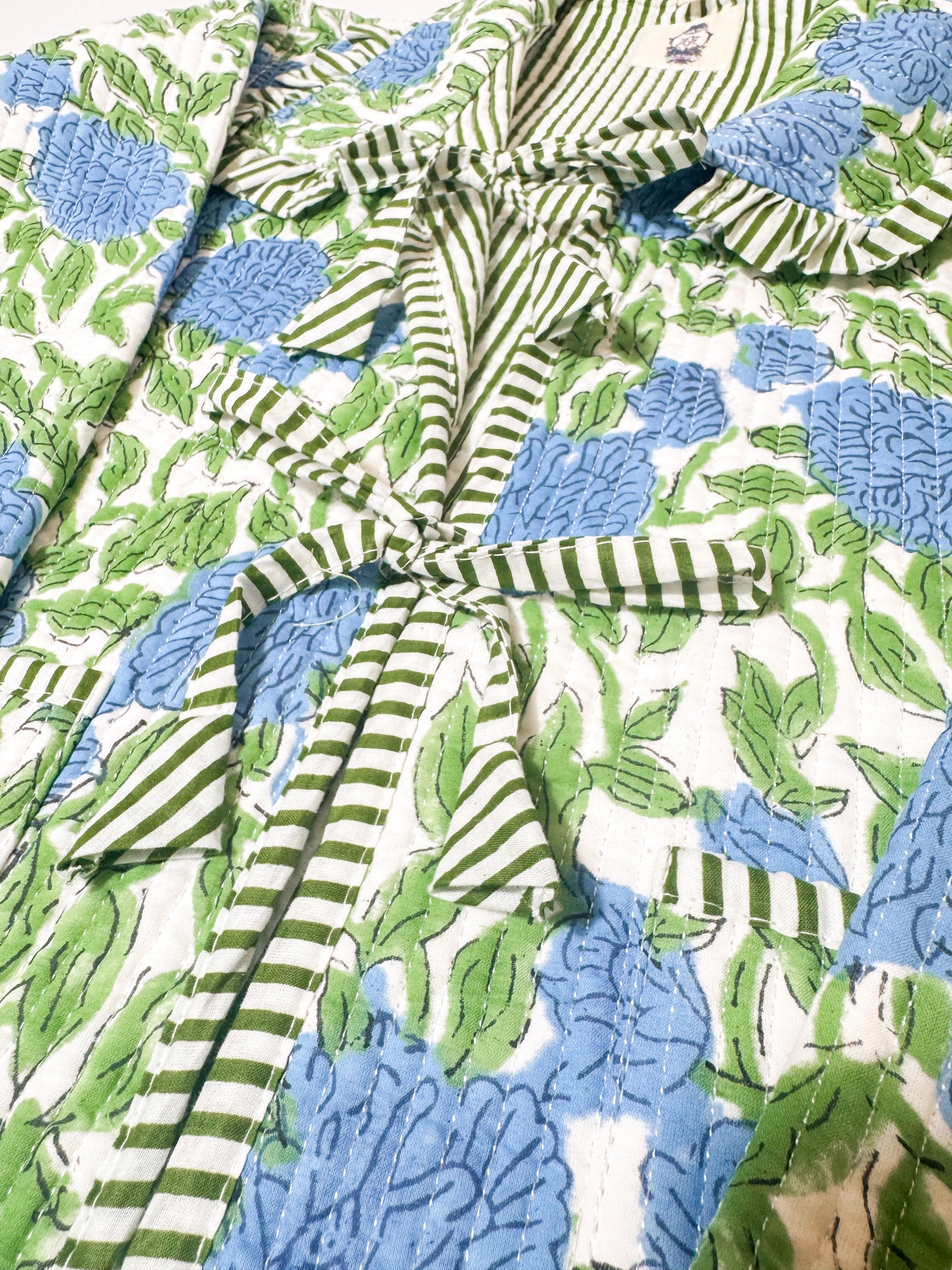 Charleston | Quilted Block Print Ruffle Bow Jacket