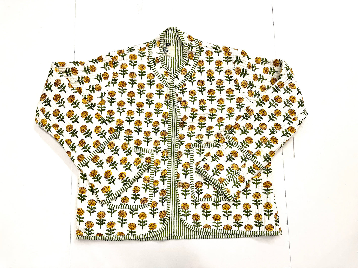 Marigold | Quilted Block Print Jacket