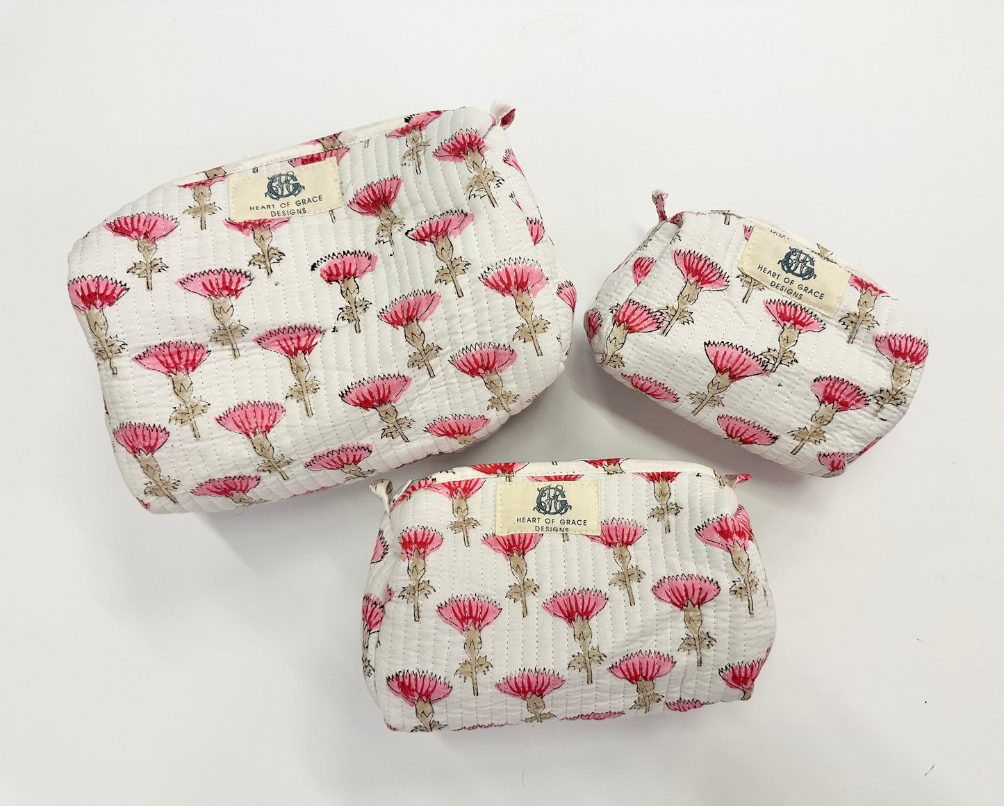 Blushing Rose Cosmetic Bag Set Of 3