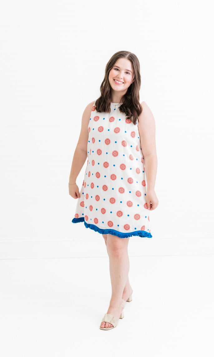 Red + Blue | Mini Shift Dress