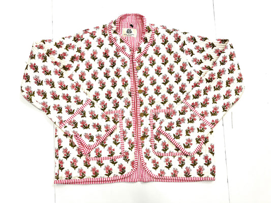 Pink Floral | Quilted Block Print Jacket