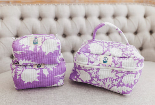 Lilac Blossoms | Set of 3 Cosmetic Bags