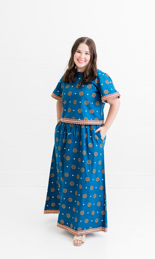 Navy + Orange | Skirt Set