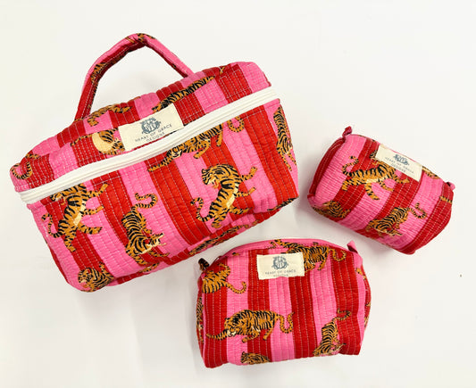 Tiger Lily cosmetic bag set of 3