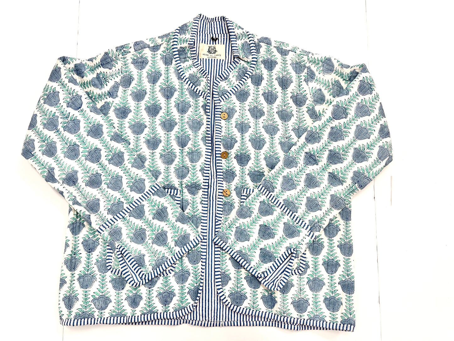 Ocean Blooms | Quilted Block Print Jacket