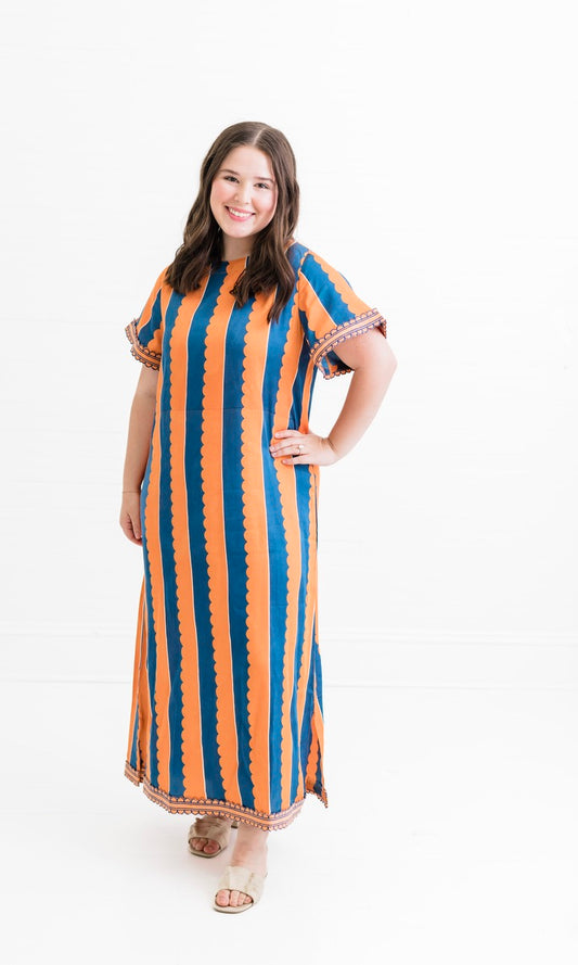 Navy + Orange | Marisol Caftan