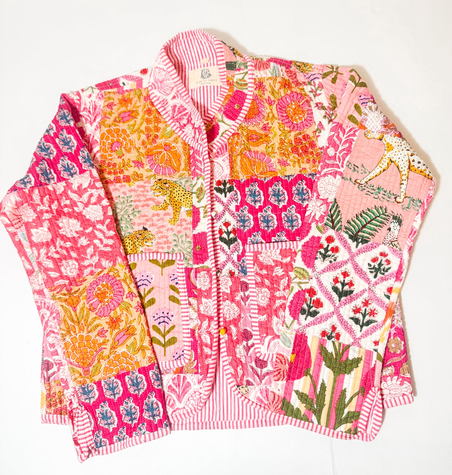 Pink City | Quilted Block Print Jacket