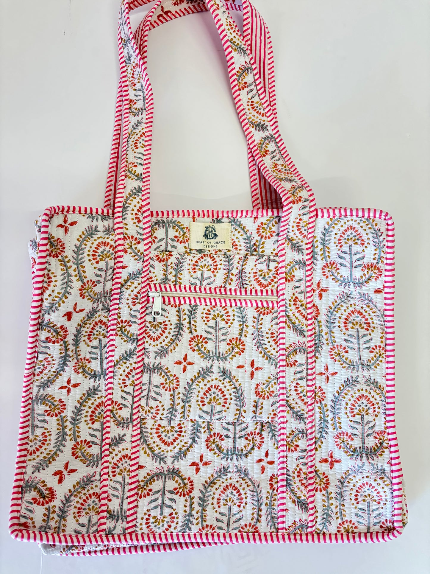 Sunset Isle | Large Quilted Zipper Tote